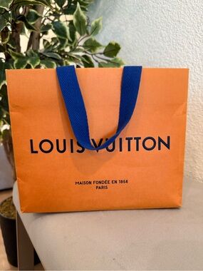 Louis Vuitton Small Orange Gift Bag with Royal Blue Ribbon Handles